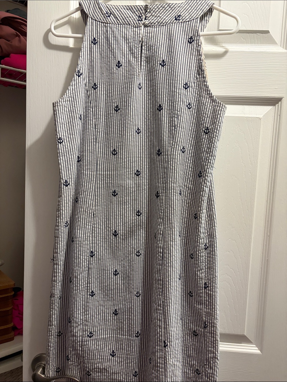 Cynthia Rowley Navy & White Striped Anchor Sleeveless Dress
